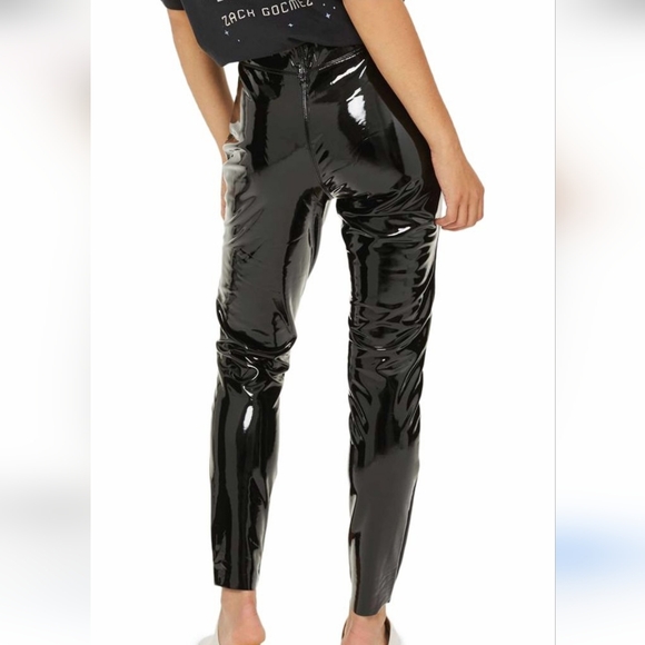 New NORDSTROM Gloss pvc Shiny Patnent Leggings High Shine High Waist Commando L - Picture 1 of 10